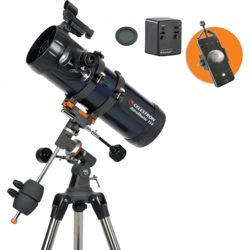 Celestron Astromaster 114EQ-MD with Phoneadapter and Moonfilter