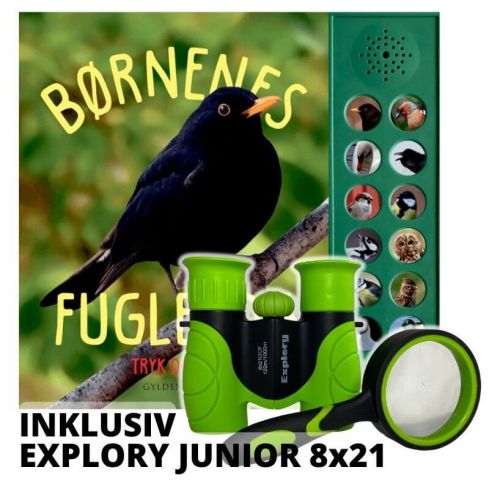 Explory Junior 8x21 - børnekikkert med lup samt Børnenes Fuglebog