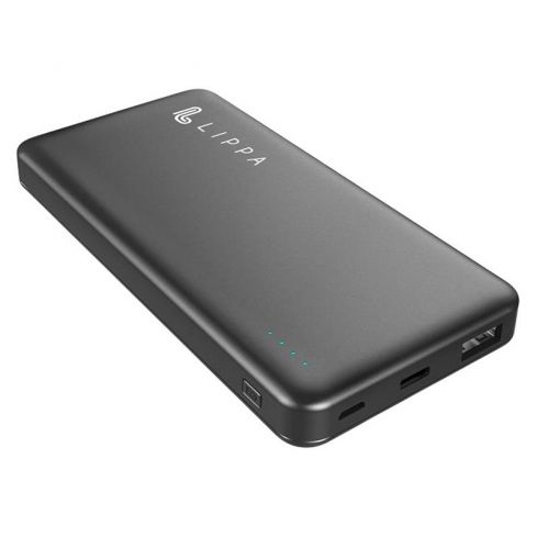 Lippa 10.000 mAh powerbank 2 x USB-A output, Sort